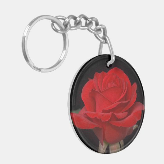 Zeer  rode roos sleutelhanger (Voorkant Links)