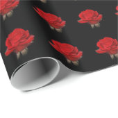 Zeer rode Rose op zwart Cadeaupapier (Rol Hoek)