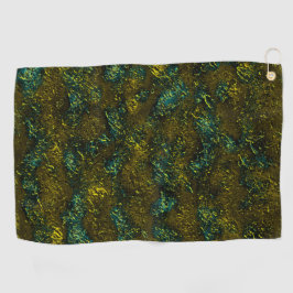 Zeer roestachtige textuur in donkerocher en groen golfhanddoek