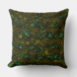 Zeer roestachtige textuur in donkerocher en groen kussen