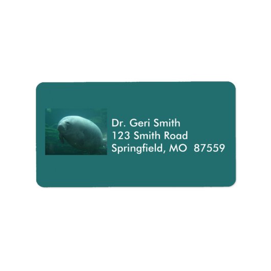 Zeer ronde lamantijn met mooi gezicht etiket (Voorkant)