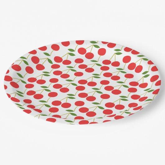 Zeer rood Cherry Pattern Papieren Bordje (Gekanteld)
