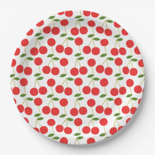 Zeer rood Cherry Pattern Papieren Bordje