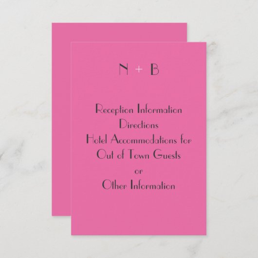 Zeer roze behuizingskaart informatiekaartje (Voorkant / Achterkant)