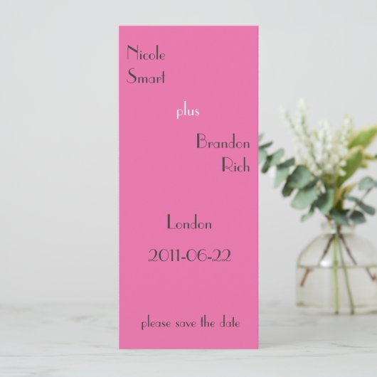 Zeer roze sparen de Datum Save The Date (Staand voorkant)