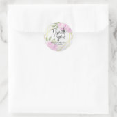 Zeer roze waterverf bloem en witte glitter ronde sticker (Tas)