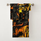 Zeer rustige, verbrande gouden, abstracte mozaïekt bad handdoek (Insitu)