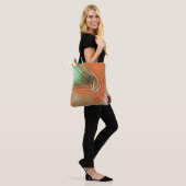 Zeer ruwe oranje digitale textuur, roosterkleurige tote bag (Op model)