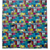 Zeer ruwe textuur van kleurrijke vierkante vormen  douchegordijn (Voorkant)