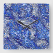 Zeer ruwe zilvervlekken op een gevlekte blauwe tex vierkante klok (Voorkant)