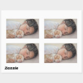 Zeer schattig afbeelding van kind en beagle puppy rechthoekige sticker (Vel)