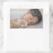 Zeer schattig afbeelding van kind en beagle puppy rechthoekige sticker (Tas)