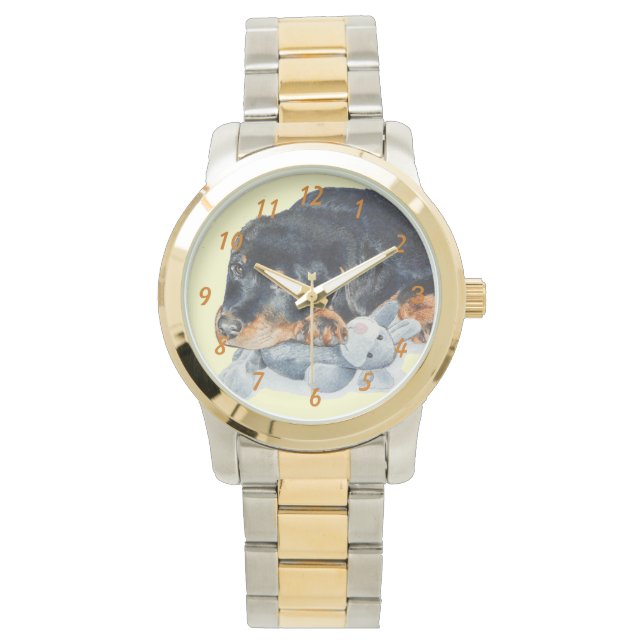 Zeer schattig afbeelding van puppy rottweiler horloge (Voorkant)