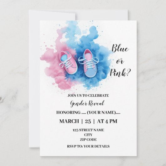 Zeer schattig baby schoenen geslacht onthullen kaart (Voorkant)