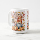 Zeer schattig en leuk Welkom Herfst Gnomen en Pomp Koffiemok (Voorkant links)