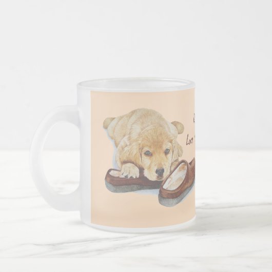 Zeer schattig Golden Retriever puppy hond Matglas Koffiemok (Links)