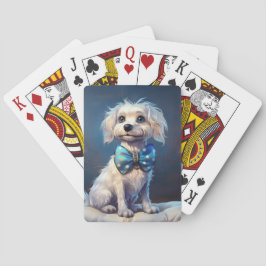 Zeer Schattig Hondje Met Blauwe Vlinderdas Pokerkaarten