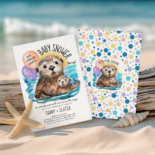 Zeer Schattig Zee Otter Beach Baby shower Kaart