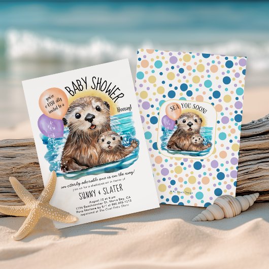 Zeer Schattig Zee Otter Beach Baby shower Kaart
