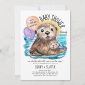 Zeer Schattig Zee Otter Beach Baby shower Kaart (Voorkant)