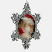 Zeer schattige hond met kerstmuts tin sneeuwvlok ornament (Links)