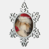 Zeer schattige hond met kerstmuts tin sneeuwvlok ornament (Rechts)