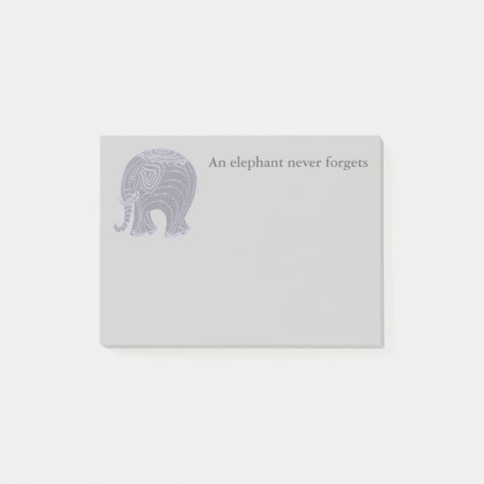 Zeer schattige olifant met grijze doodle post-it® notes (Voorkant)