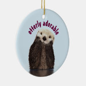 Zeer Schattige Pun met Schattigee Otter Foto Keramisch Ornament (Rechts)