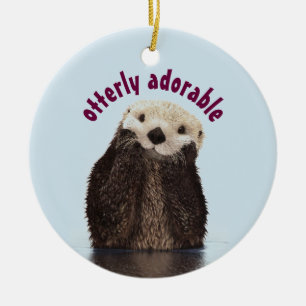 Zeer Schattige Pun met Schattigee Otter Foto Keramisch Ornament