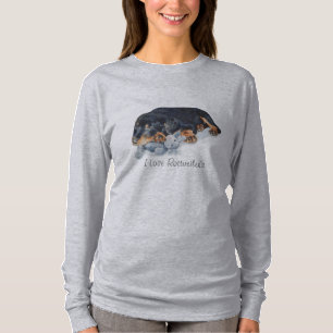zeer schattige pupil rotte zwarte en beige hond t-shirt