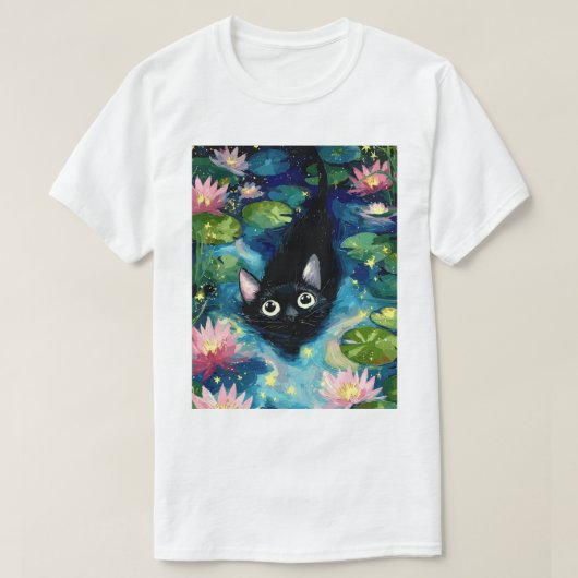 Zeer schattige zwarte kat t-shirt (Design voorkant)