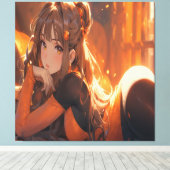 Zeer Schattigee anime kunst. Canvas Afdruk (Insitu (Houten vloer))