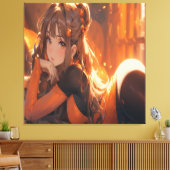 Zeer Schattigee anime kunst. Canvas Afdruk (Insitu (Woonkamer))