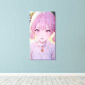 Zeer Schattigee anime kunst. Canvas Afdruk (Insitu (Houten vloer))