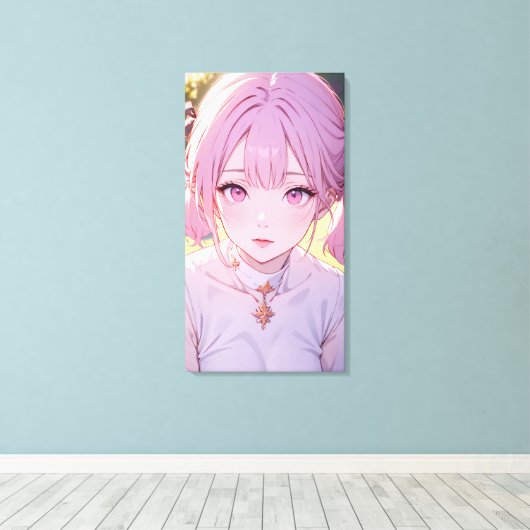 Zeer Schattigee anime kunst. Canvas Afdruk (Insitu (Houten vloer))