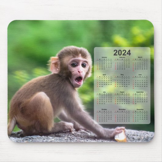 Zeer Schattigee Baby Monkey 2024 Kalender Muismat (Voorkant)