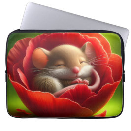 Zeer Schattigee Baby Muis Slapen Laptop Sleeve