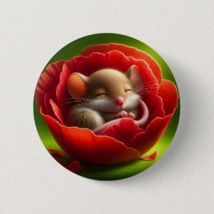 Zeer Schattigee Baby Muis Slapen Ronde Button 5,7 Cm