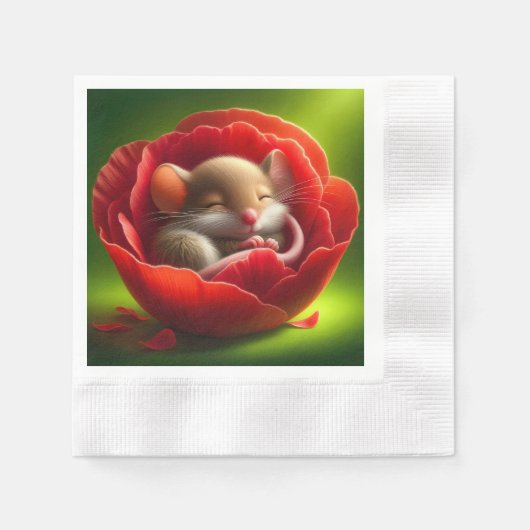 Zeer Schattigee Baby Muis Slapen Servet (Voorkant)