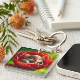 Zeer Schattigee Baby Muis Slapen Sleutelhanger