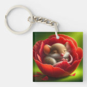 Zeer Schattigee Baby Muis Slapen Sleutelhanger (voorkant)