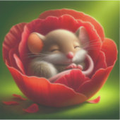 Zeer Schattigee Baby Muis Slapen Sticker (Voorkant)