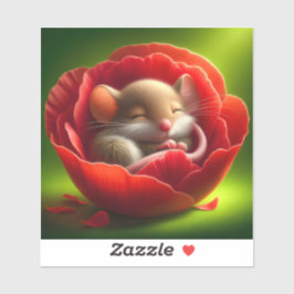 Zeer Schattigee Baby Muis Slapen Sticker