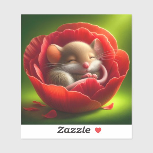 Zeer Schattigee Baby Muis Slapen Sticker (Vel)