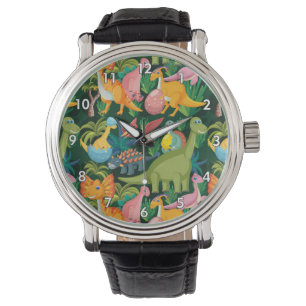 Zeer Schattigee & Kleurrijke Prehistorische Dinosa Horloge