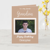 Zeer speciale fotofoto van oma, bruine verjaardag kaart (Gele Bloem)