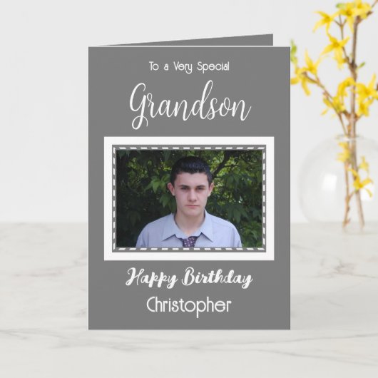 Zeer speciale fotografie grijze verjaardag kaart (Gele Bloem)