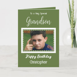 Zeer speciale Grandson foto groene verjaardag Kaart
