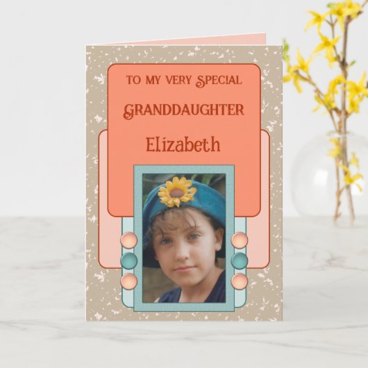 Zeer speciale kleindochter voegt foto-naam bruin t kaart (Gele Bloem)