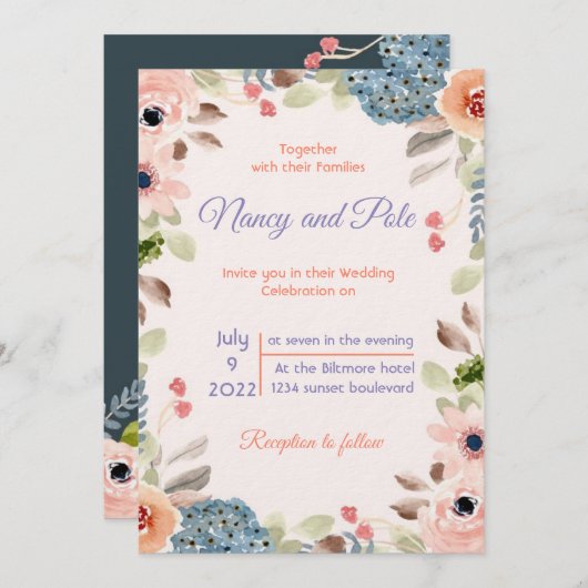 Zeer speciale kleurrijke uitnodiging (Voorkant / Achterkant)